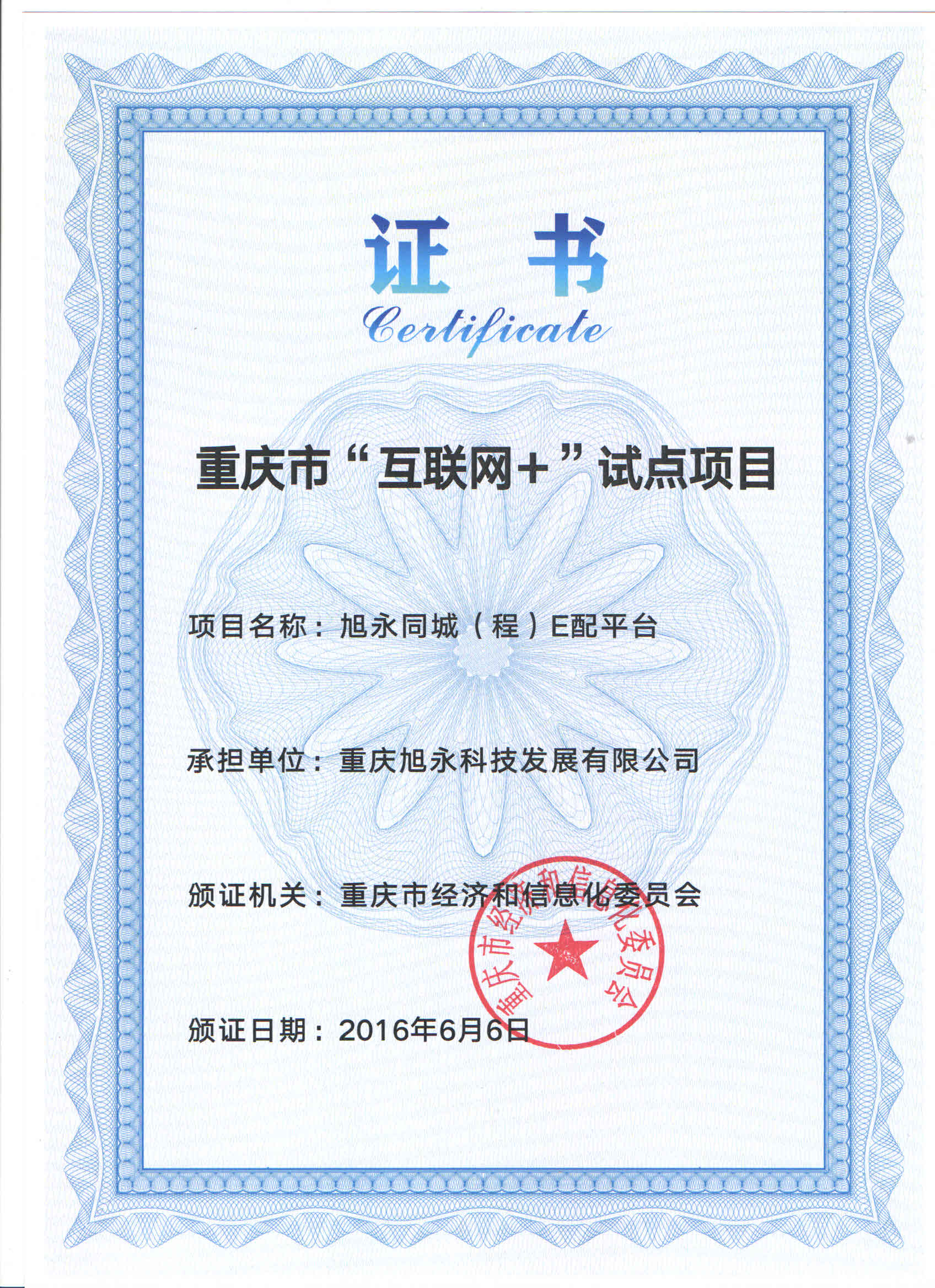 祝賀我司同城E配獲得重慶市“互聯(lián)網(wǎng)+”試點項目